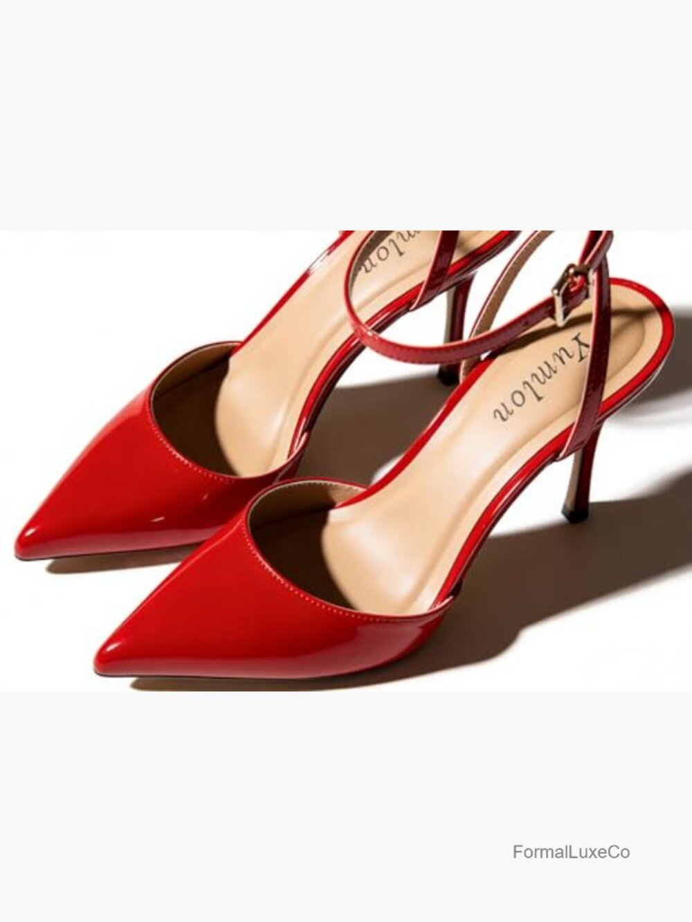 3.3" Stiletto Heel Pumps Ankle Strap Pointed Toe Wedding Shoes - Picture 5 of 7